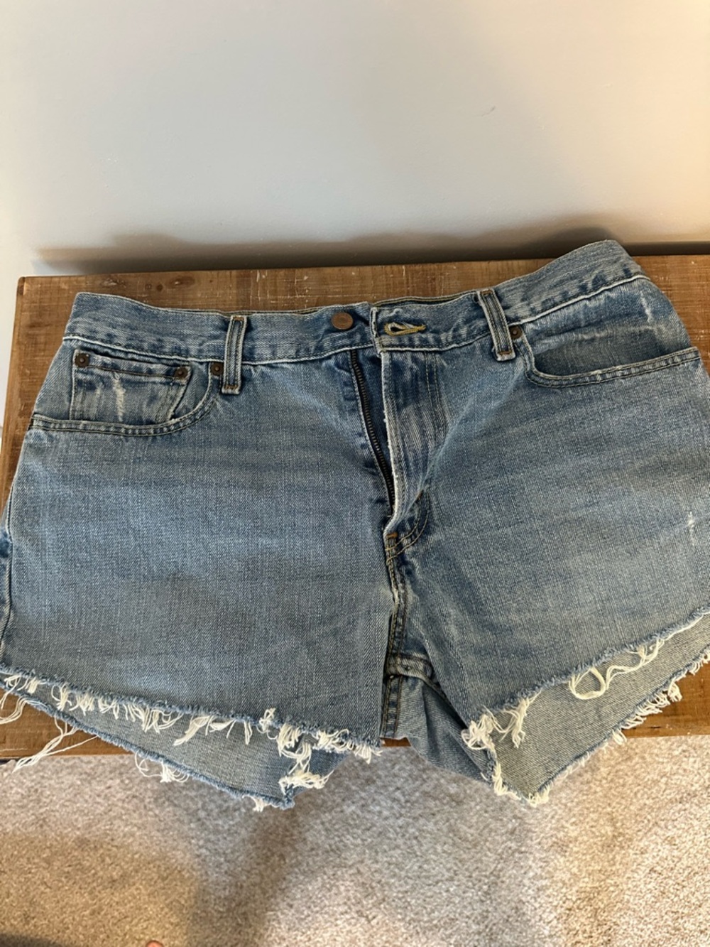 Levi's Light Blue Distressed Denim Cutoff Shorts